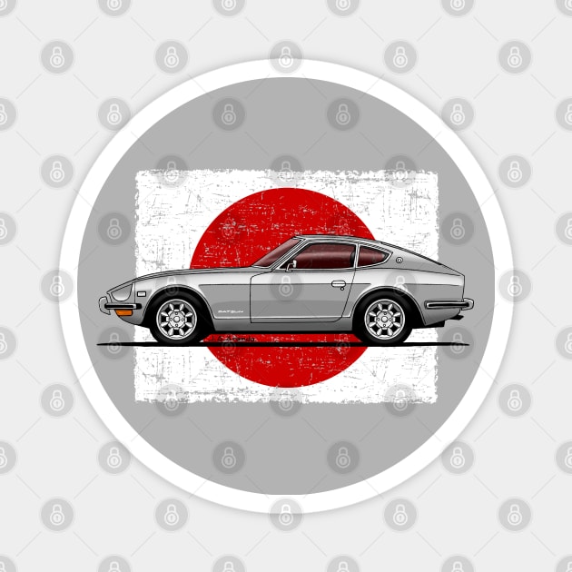 The super cool japanese sports car with flag background Magnet by jaagdesign